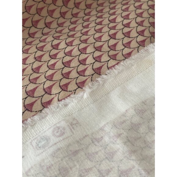 Vintage Fabric Wamsutta Burnt Orange White Lines Anna Rubens Pink Cream Fish Sca - Picture 5 of 13